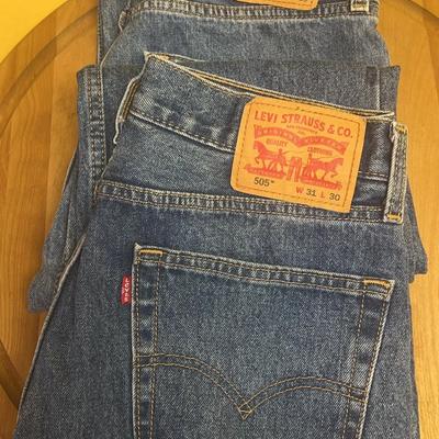 2 pairs of modern Levi's 505 straight-leg blue denim jeans