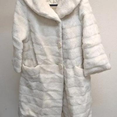 Winter White Faux Fur Car Coat