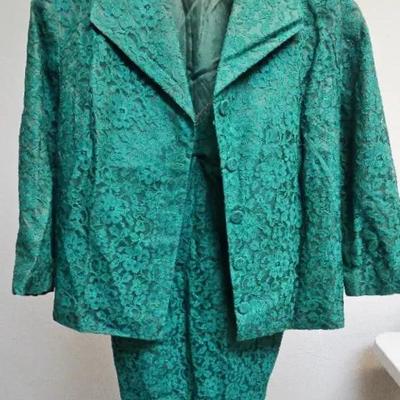 "Helene AFARAS" Green Lace Cocktail Dress & Jacket