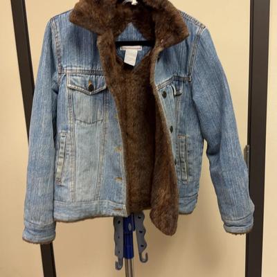 Faux Fur Lined Denim Jacket SZ M