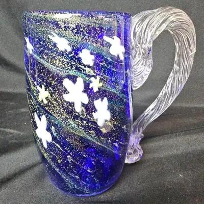 Hand-Blown Cobalt Blue Art Glass Mug