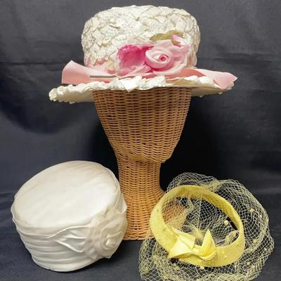 Pink,Yellow And White Vintage Hats