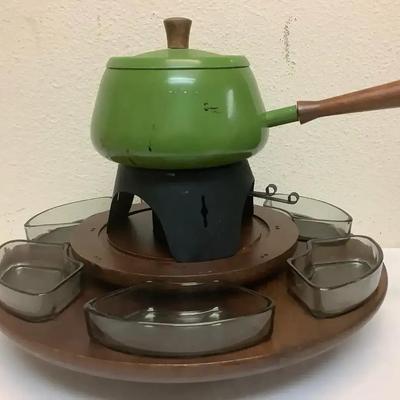 Avocado Green Fondue Set 1970s