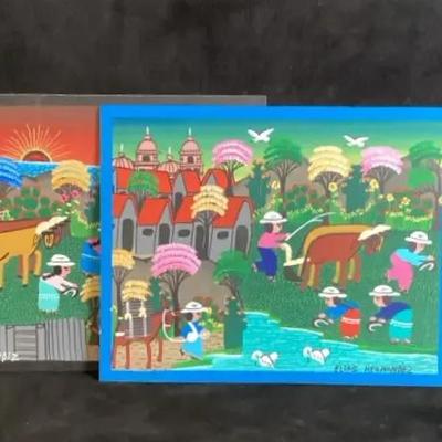 Tigua Folk Art paintings Elias Hernana  