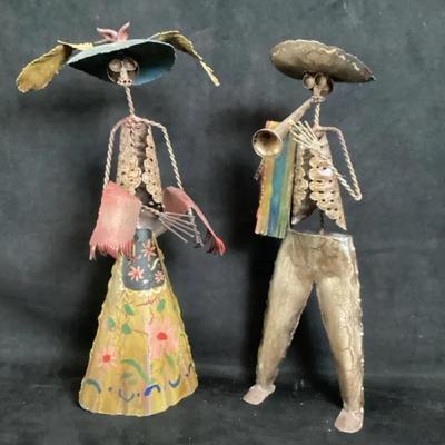 Mexican Folk Art Metal Skeleton Figurines