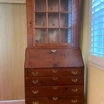 Wood Secretary Desk w/Hutch Top  