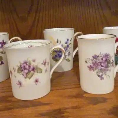 Collection of Floral Porcelain Coffee Cups 