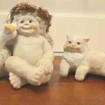 Dreamsicles-Cherub w/Goose, and Cat in Repose