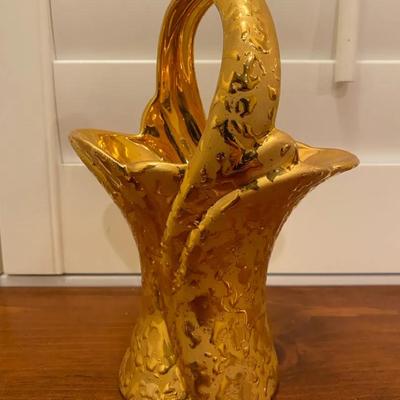 Dixie Art Ceramic Gold Vase 