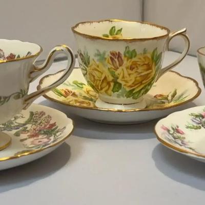 Teacups-Royal Stafford "Daisy", Shelley, Royal Albert "Tea Rose"