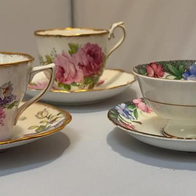 Teacups "Paragon-Sweet Pea" "Rosina" & "Royal Albert-American Beauty"