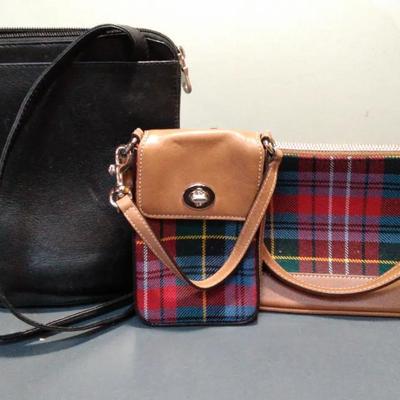 Wilson's Black Leather Purse/Coach Plaid Purses 