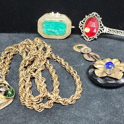 1940s Mary Chess Jade Compact  & Other Statement Jewelry 