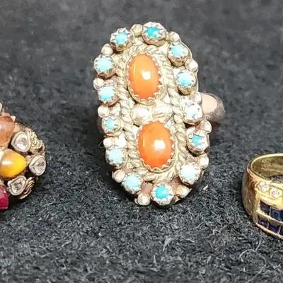 Cocktail Ring-Amethyst, Blue Ring is Topaz & Diamonds, 