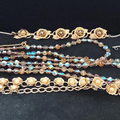 Bronze Glass Faceted Beaded Necklace, Rose Necklace & Others