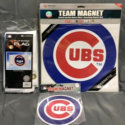 Cubs Flag And 2 Team Magnets 