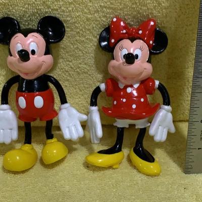 Vintage Mickey And Minnie Mouse Bendable Figurines