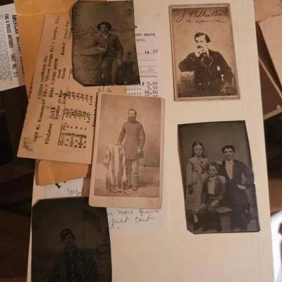 Civil War–era wooden writing slope with a group of original 19th-century photographs & More.