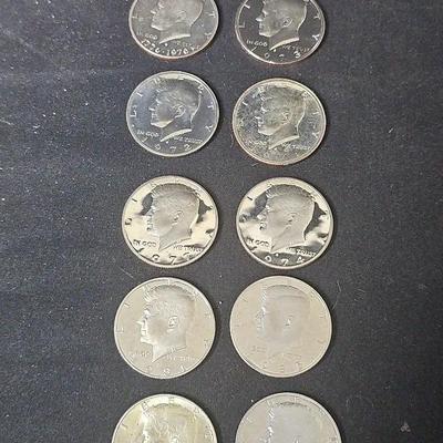 11 UNC 1970s, 80s, 90s Half Dollars & 1 1968 40% Silver Half