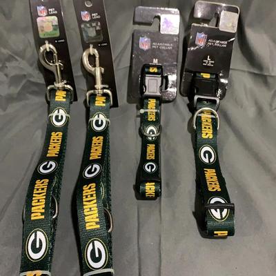 NFL Green Bay Packers 6’ Dog Leads And 2 Collars M And Large