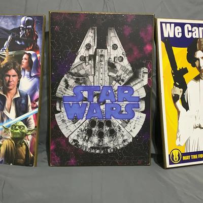 3 Star Wars Wooden Pictures 19”x13