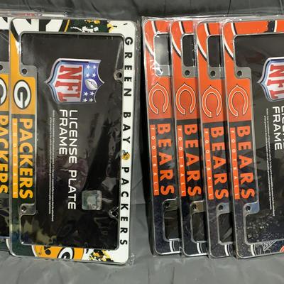 Lot Of 8 Packers, Cubs And Bears License Plate Covers