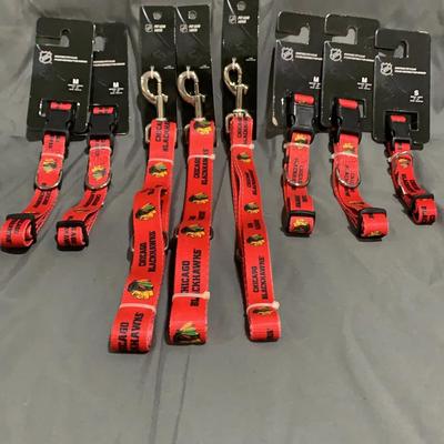 3 Chicago Blackhawks 6’ Pet Leads And 5 Collars