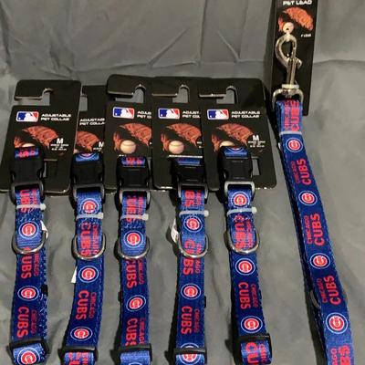 5 Chicago Cubs Adjustable Pet Collars And A 4’ Pet Lead