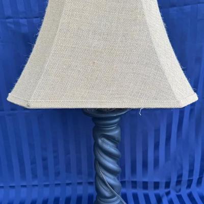 Twisted Column Table Lamp with Burlap Shade – Rustic / Farmhouse Style