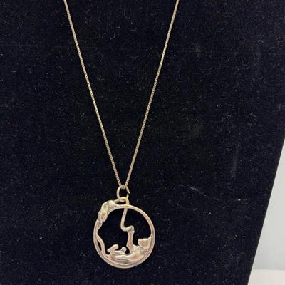 Sterling Cat & Mouse Necklace 