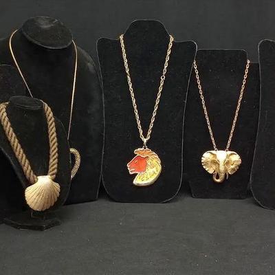 Goldtone Large Pendant Necklaces