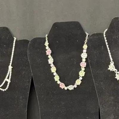 Vintage  Necklaces with  Bling Silvertone