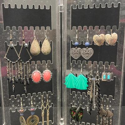 Silvertone Fishhook And Lever Back Earrings