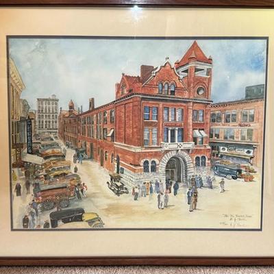 Sale Photo Thumbnail #38: Matted and Framed Art - "The Old Market House" - 452/750 - B. J. Clark 