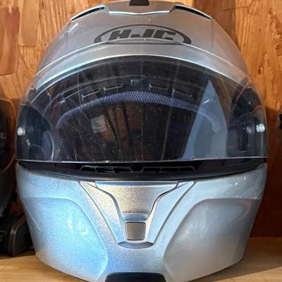 HJC full-face motorcycle helmet, silver