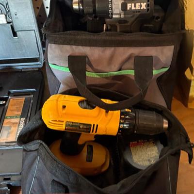Cordless drill in tool bag