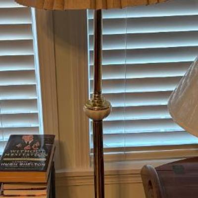 Brass floor lamp with turned column detail