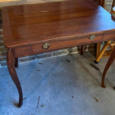 vintage wood writing desk with drawers