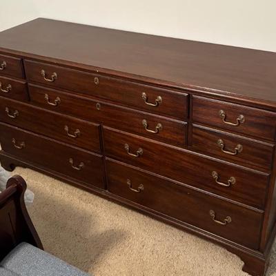 Long Multi-Drawer Wood Dresser