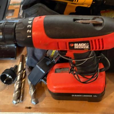 Black & Decker cordless drill with bits
