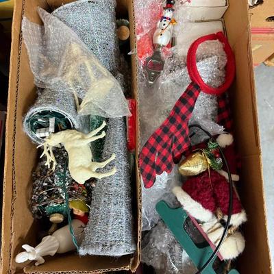 Large Assorted Christmas Décor Lot with Lighted Trees, Village Pieces, and Holiday Ornaments