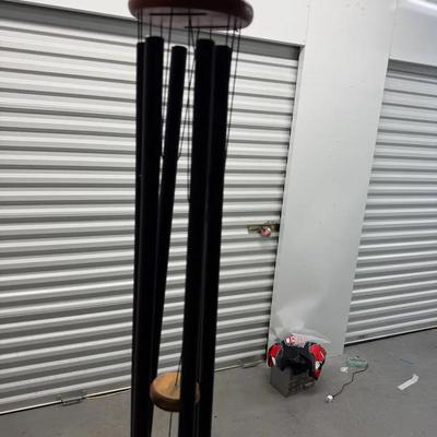 Large Hanging Wind Chime with Wooden Top & Black Tubes