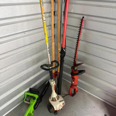Outdoor Power Tools Lot: Stihl Trimmer, Electric Chainsaw & Hedge Trimmer