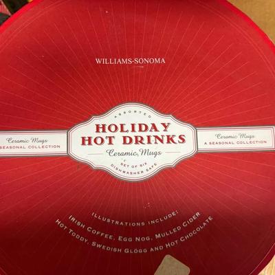 Williams-Sonoma Holiday Hot Drinks Ceramic Mug Set of Six in Original Box