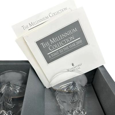 Millenium Collection Pair of Cut Crystal Champagne Flutes