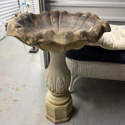 Cast Stone Garden Pedestals & Birdbath Lot – Multiple Pieces