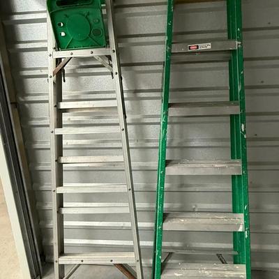 Set of Two Step Ladders – One fiberglass Louisville step ladder,  one aluminum Gorilla