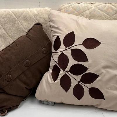 Earthy Decorative and Quilted Pillows - Brown and Cream