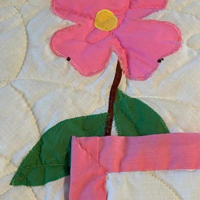 Pink Floral Handmade Quilt 