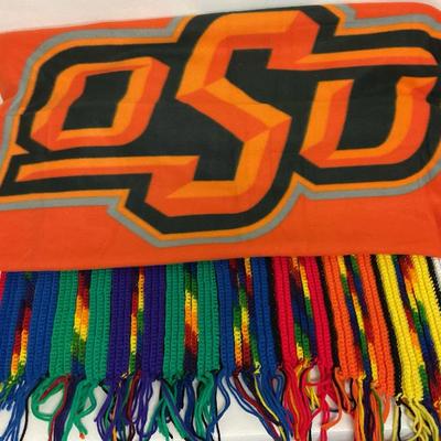 OSU Blanket & Crotchet Rainbow Fringe Afghan 